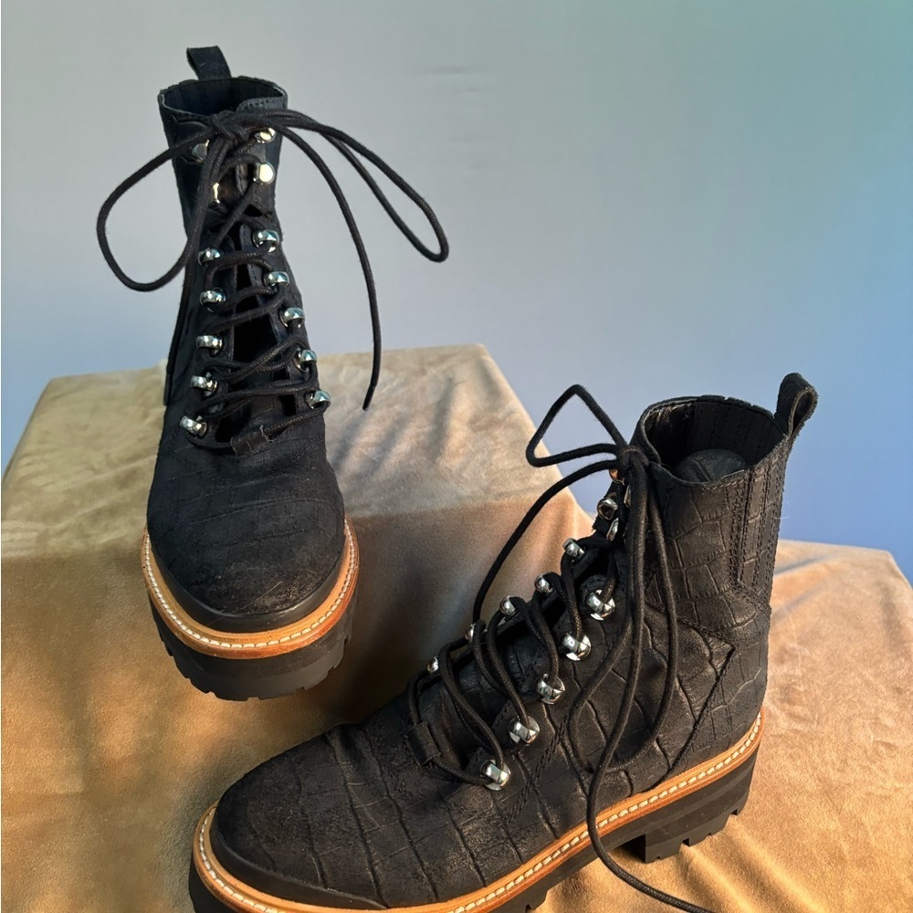 Marc Fisher LTD Black Combat Boots Chunky Lug Sole Y2K Urban Streetwear - Picture 9 of 16